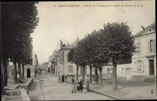 Ak Montlignon Val d’Oise, Place de la Mairie et Rue de Paris