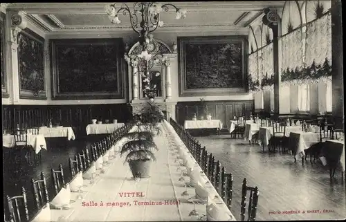 Ak Vittel Lothringen Vosges, Salle a manger, Terminus Hotel