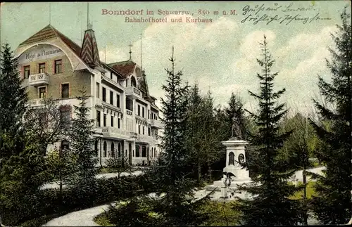 Ak Bonndorf im Schwarzwald, Bahnhofhotel, Kurhaus