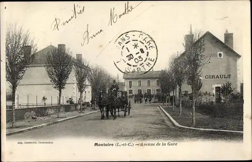 Ak Montoire Loir et Cher, Avenue de la Gare, Cafe Girault