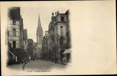 Ak Caen Calvados, La Rue Saint Pierre