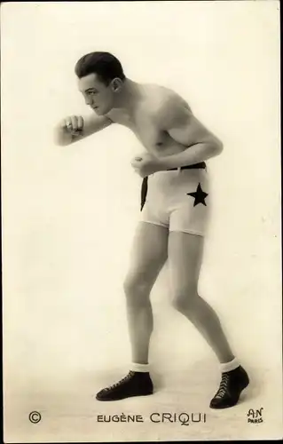 Ak Boxer Eugene Criqui, Portrait