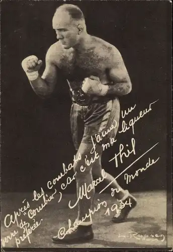 Ak Boxer Marcel Thil, Champion du Monde 1934, Portrait
