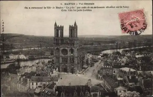 Ak Mantes la Jolie Yvelines, Vue generale