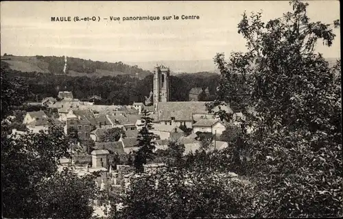 Ak Maule Yvelines, Vue panoramique sur le Centre