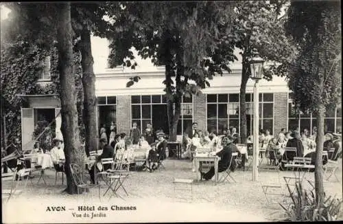 Ak Avon Fontainebleau Seine et Marne, Jardin de l'Hotel des Chasses