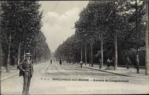 Ak Boulogne sur Seine Hauts de Seine, Avenue de Longchamps