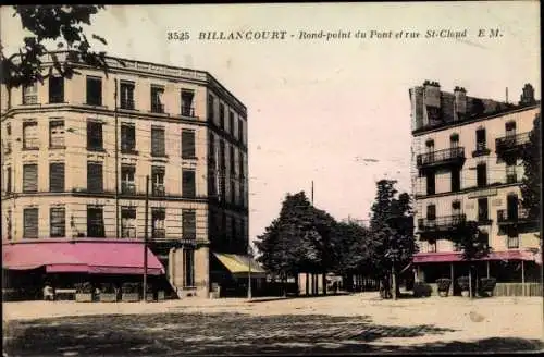 Ak Boulogne Billancourt Hauts de Seine, Ront Point du Pont et rue Saint Cloud