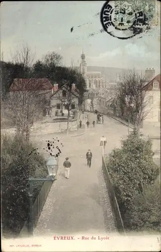 Ak Evreux Eure, Rue du Lycée, vue d'oiseau