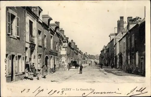 Ak Clery Loiret, Grande Rue