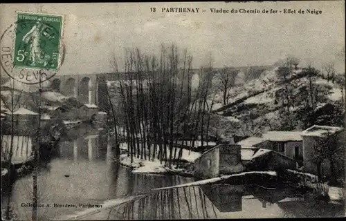 Ak Parthenay Deux Sèvres, Viaduc du Chemin de fer