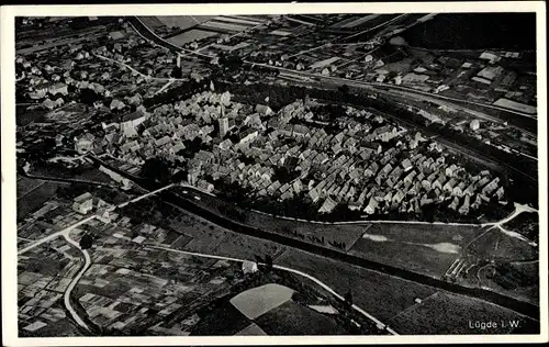 Ak Lügde im Weserbergland, Fliegeraufnahme
