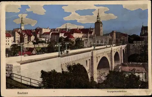 Ak Bautzen in der Oberlausitz, Kronprinzenbrücke