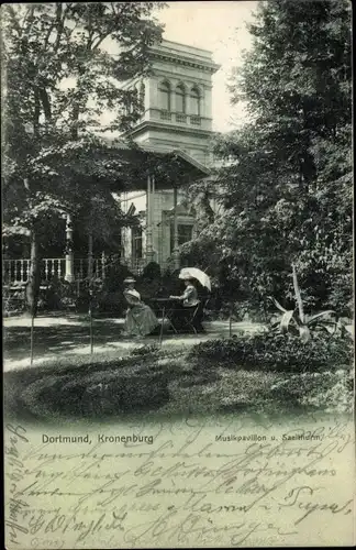 Ak Dortmund im Ruhrgebiet, Kronenburg, Musikpavillon, Saalturm