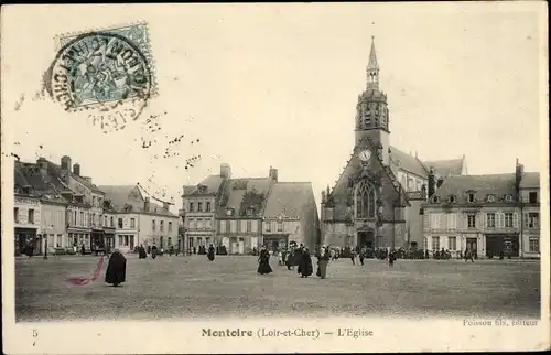 Ak Montoire Loir et Cher, Eglise, Place