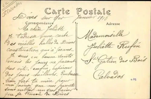 Ak Dives Calvados, Interieur des Halles