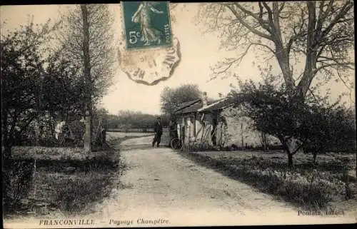 Ak Franconville Val d'Oise, Paysage Champetre