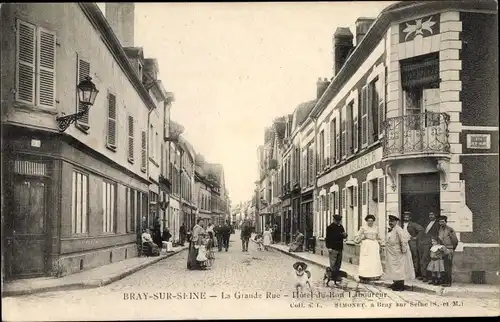 Ak Bray sur Seine Seine et Marne, La Grande Rue, Hotel du Bon Laboureur