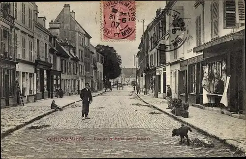 Ak Coulommiers Seine et Marne, Rue de la Ferte, Geschäfte, Fleischerei