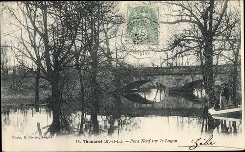 Ak Thouarcé Maine et Loire, Pont Neuf sur le Layon