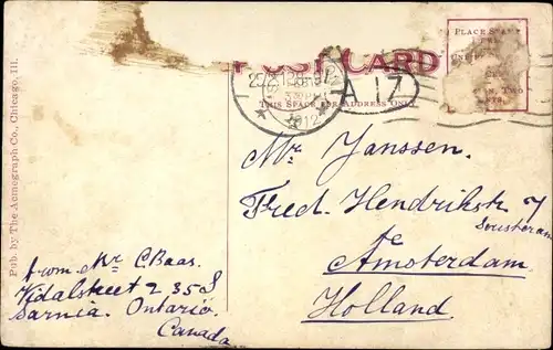 Ak Moonlight on the Lake, Segelboot auf dem Wasser