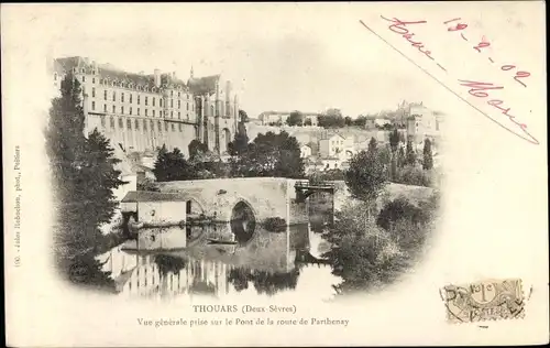 Ak Thouars Deux Sèvres, Vue generale prise sur le Pont