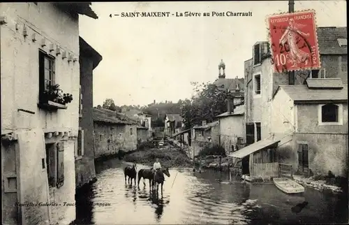 Ak Saint Maixent l’École Deux Sèvres, La Sevre au Pont Charrault