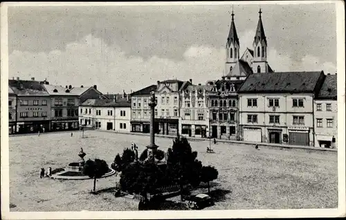 Ak Kroměříž Kremsier Region Zlin, Platz, Denkmal