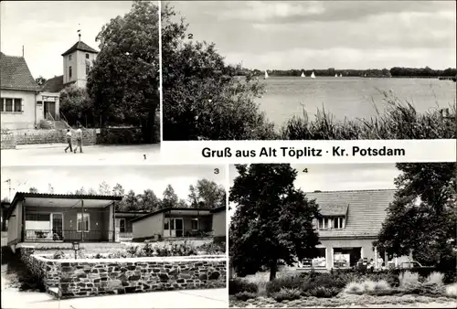 Ak Alt Töplitz Potsdam in Brandenburg, Post, Kirche, Zernsee, Kaufhalle