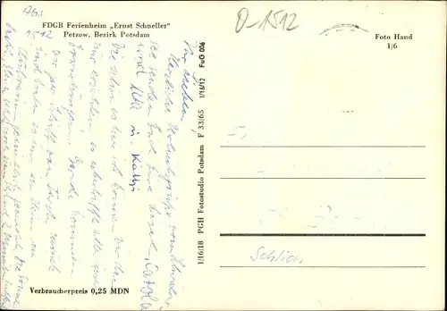 Ak Petzow Werder an der Havel, FDGB Ferienheim Ernst Schneller