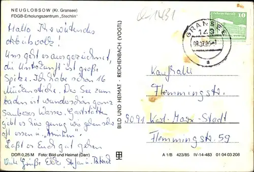 Ak Neuglobsow Stechlin Brandenburg, FDGB Erholungszentrum Stechlin