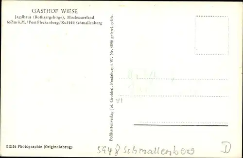 Ak Schmallenberg im Sauerland, Jagdhaus, Gasthof Wiese