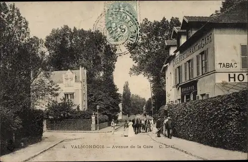 Ak Valmondois Val d'Oise, Avenue de la Gare, Café, Restaurant
