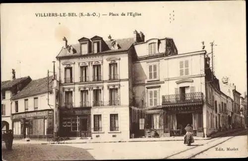 Ak Villiers le Bel Val d'Oise, Place de l'Eglise, Geschäfte