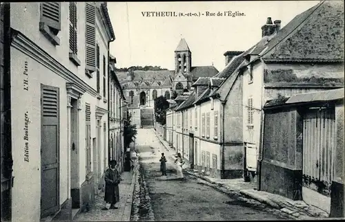 Ak Vetheuil Val d'Oise, Rue de l'Eglise