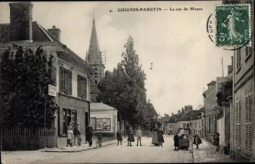 Ak Guignes Rabutin Seine et Marne, La rue de Meaux