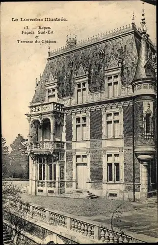 Ak Bayon Meurthe et Moselle, Südost Fassade, Schlossterrasse