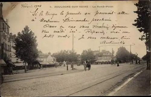 Ak Boulogne sur Seine Hauts de Seine, Le Rond Point