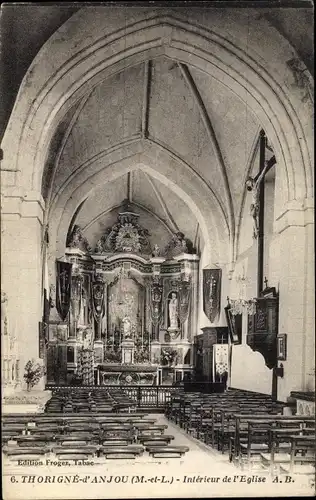 Ak Thorigné-d’Anjou Maine et Loire, Innenansicht der Kirche