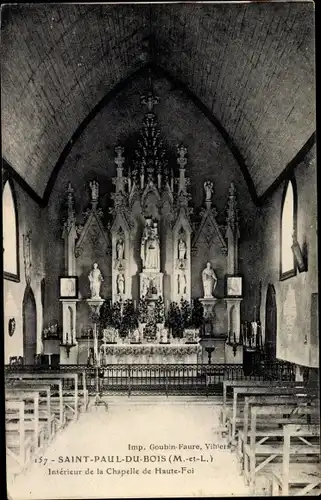 Ak Saint Paul du Bois Maine et Loire, Innenansicht der Kapelle Haute-Foi