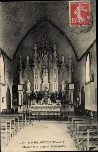 Ak Saint Paul du Bois Maine et Loire, Innenansicht der Kapelle Haute-Foi