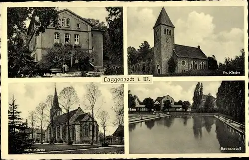 Ak Laggenbeck Ibbenbüren in Westfalen, Müttererholungsheim, Kirchen, Badeanstalt