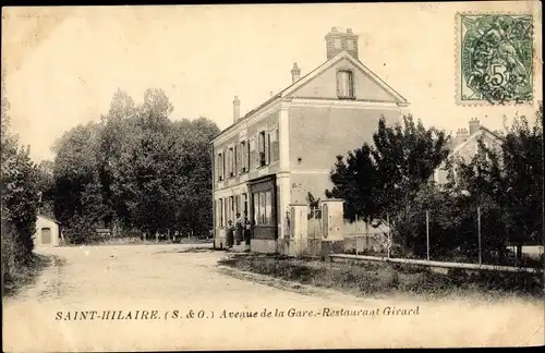 Ak Saint Hilaire Essonne, Avenue de la Gare, Restaurant Girard