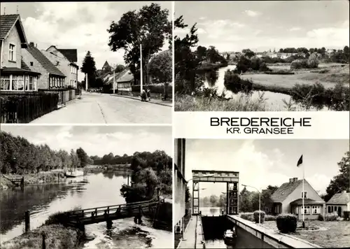 Ak Bredereiche Fürstenberg an der Havel, Schleuse, Strassenansicht, Brücke