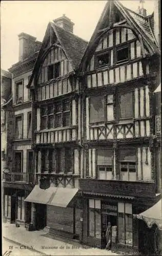 Ak Caen Calvados, Maisons de la Rue Saint Pierre