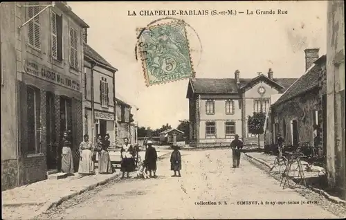 Ak La Chapelle Rablais Seine et Marne, La Grande Rue