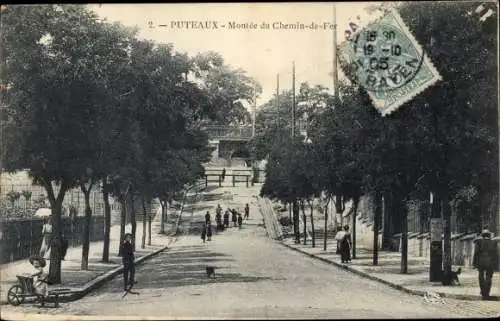 Ak Puteaux Hauts de Seine, Montée du Chemin de Fer