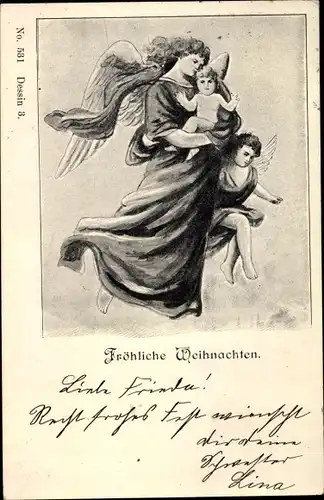 Ak Glückwunsch Weihnachten, Zwei Engel, Christuskind