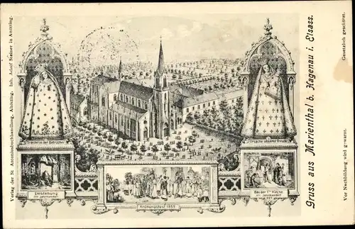 Ak Marienthal Haguenau Hagenau Elsass Bas Rhin, Kirche, Madonna, Krönungsfest 1859