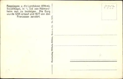 Ak Heppingen Bad Neuenahr Ahrweiler in Rheinland Pfalz, Panorama vom Ort und Landskron